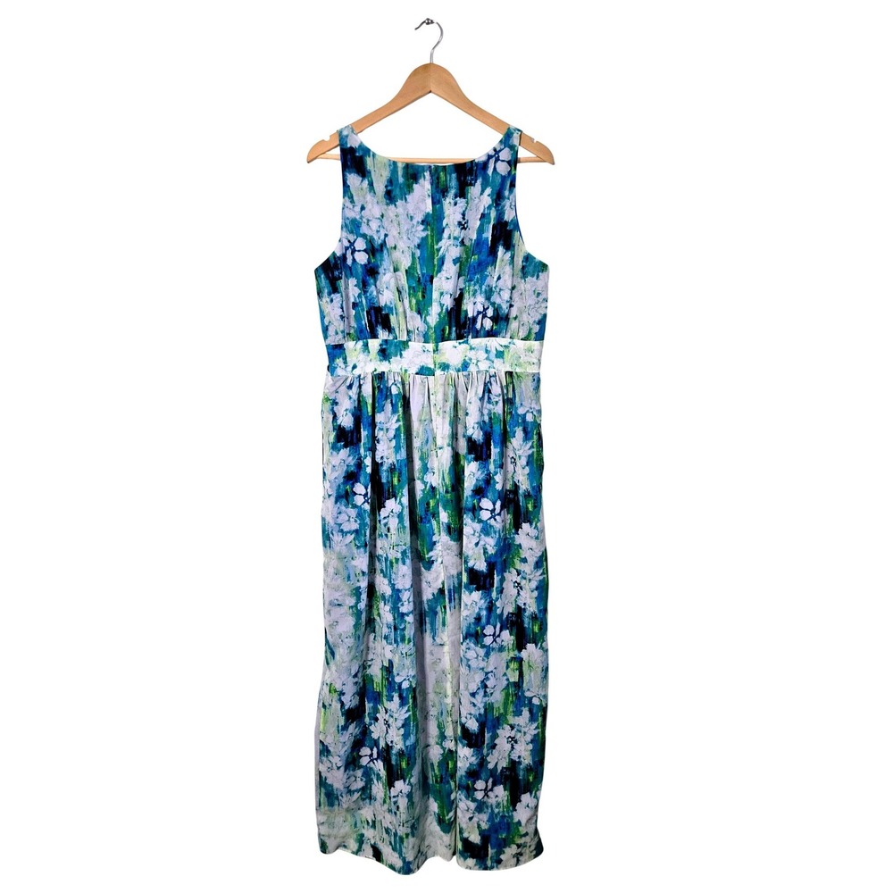 Marc New York Floral Maxi Dress Women's Size 14 Blue & Green Sleeveless Summer‎ - Picture 3 of 6